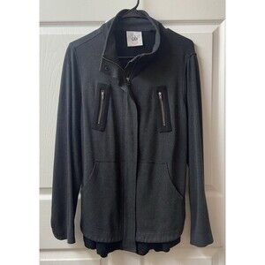 Cabi Jacket Size Medium Grey Love Carol 3184 Mesh Back Layered Utility Belted